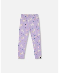 Deux par Girl Stretch Jersey Leggings Lilac Unicorn Print