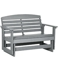 Flynama 2-Person Outdoor Glider Bench Patio Double Swing Rocking Chair Loveseat w/ Slatted Hdpe Frame for Backyard Garden Porch, Light Gray