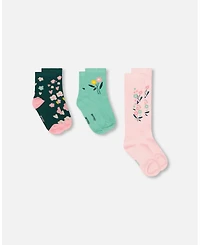 Deux par Girl 3-Pack Knit Socks Pink and Green - Toddler|Child
