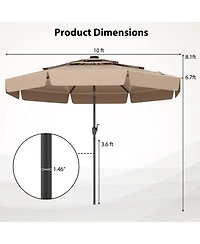 Gymax 10 Ft Solar Patio Umbrella w/ 32 Led Lights 3-Tier Vented Top & Tilt Adjustment