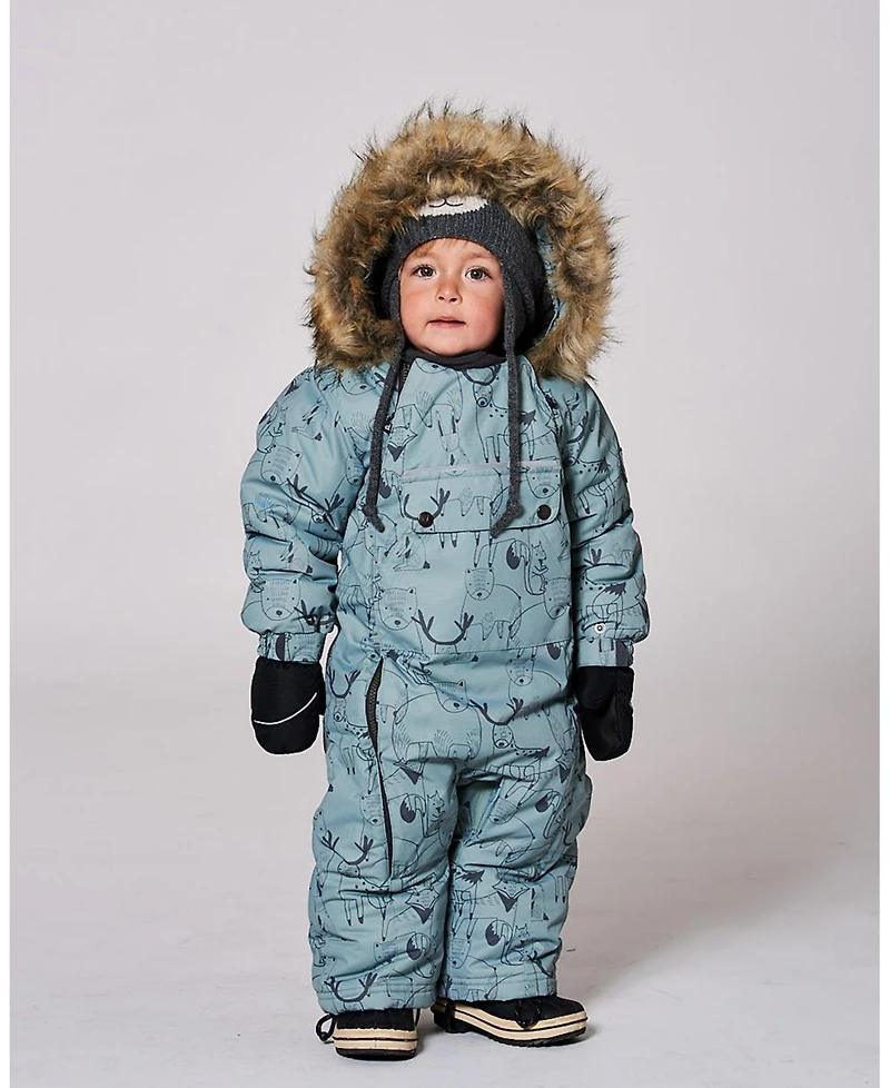 Deux par Baby Boy One-Piece Play Snowsuit Designed for Car Seat Sage Animal Print - Baby|Toddler