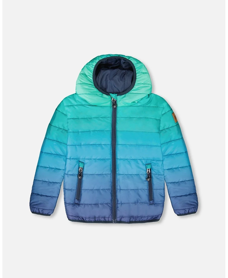 Deux par Baby Boy Quilted Mid-Season Jacket Green and Blue Gradient