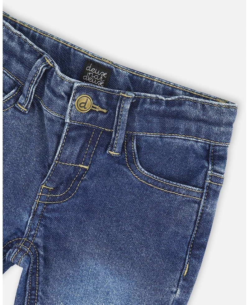 Deux par Baby Girls Jeans Blue Denim with Embroideries