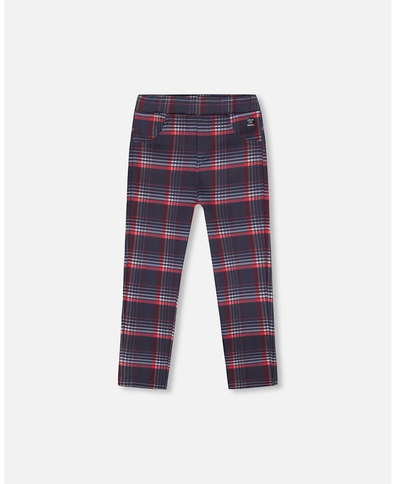 Deux par Girl Milano Treggings Red and Navy Plaid - Toddler|Child