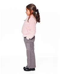 Deux par Girl Jacquard Knit Flare Pants with Houndstooth Pattern - Child