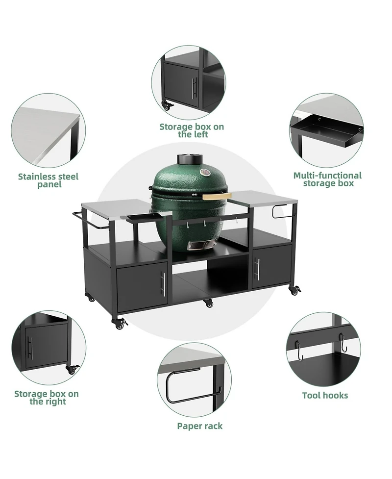 Streamdale Furniture Grill Table for Big Green Egg & Kamado Joe Jr