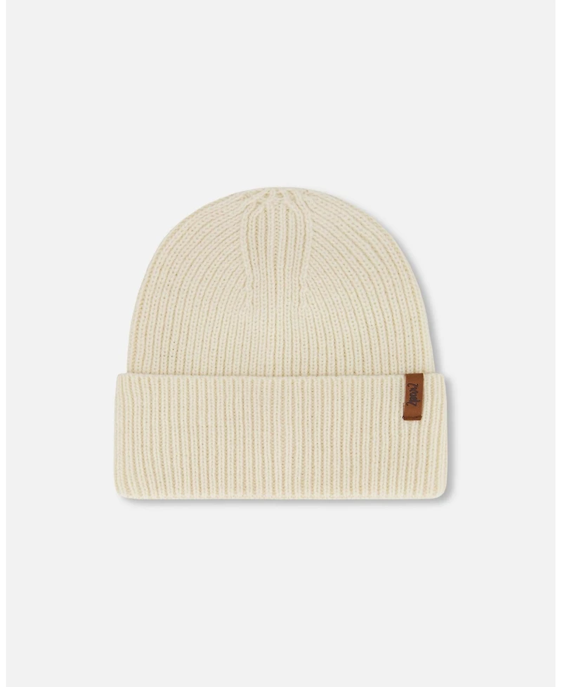 Deux par Kids Unisex Mid-Season Knit Hat Off-White - Toddler|Child