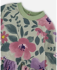 Deux par Girl Stretch Fleece Sweatshirt Sage Floral