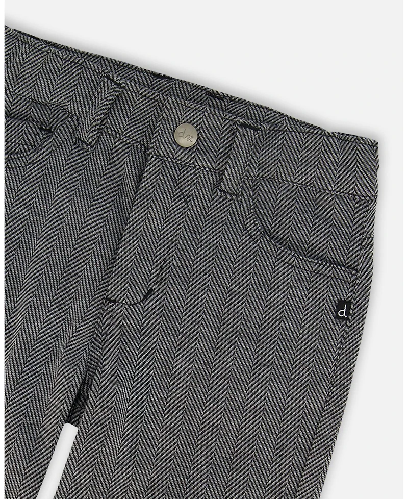 Deux par Boy Stretch Jacquard Pants Grey Herringbone - Toddler|Child