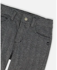 Deux par Boy Stretch Jacquard Pants Grey Herringbone - Toddler|Child