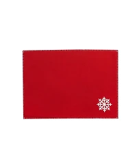 Red Wool Snowflake Design Placemats Set of 4 Festive Winter, 13" x 16"