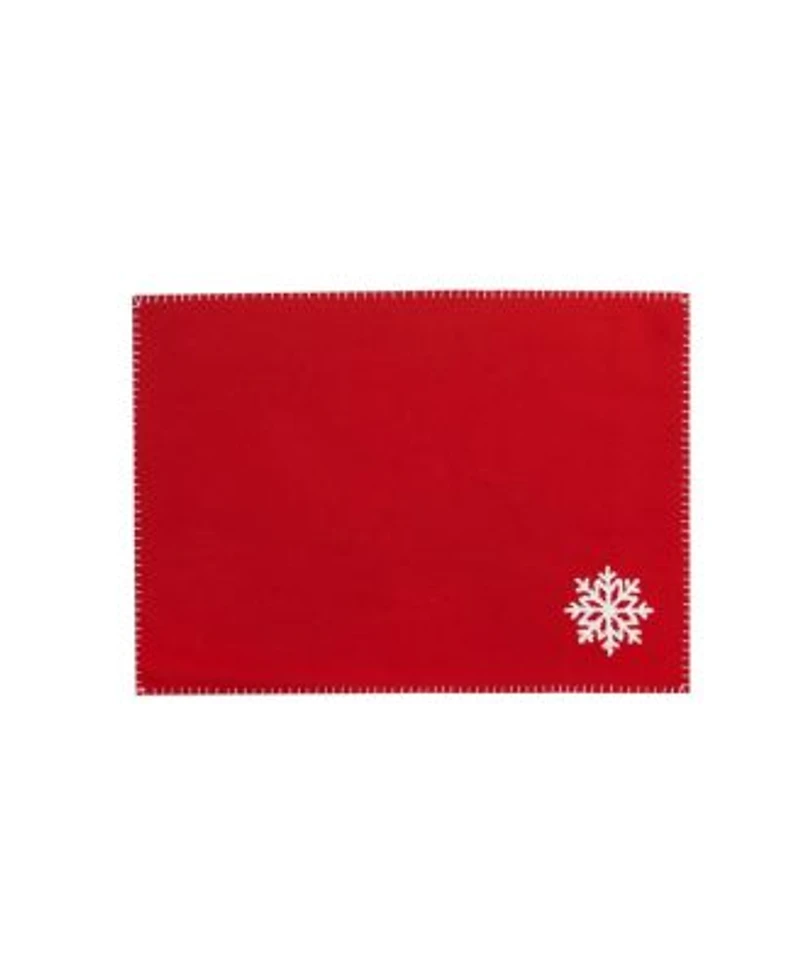 Red Wool Snowflake Design Placemats Set Of 4 Festive Winter 13 X 16