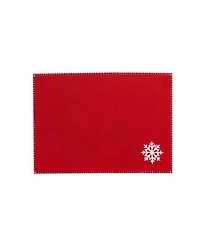 Red Wool Snowflake Design Placemats Set Of 4 Festive Winter 13 X 16