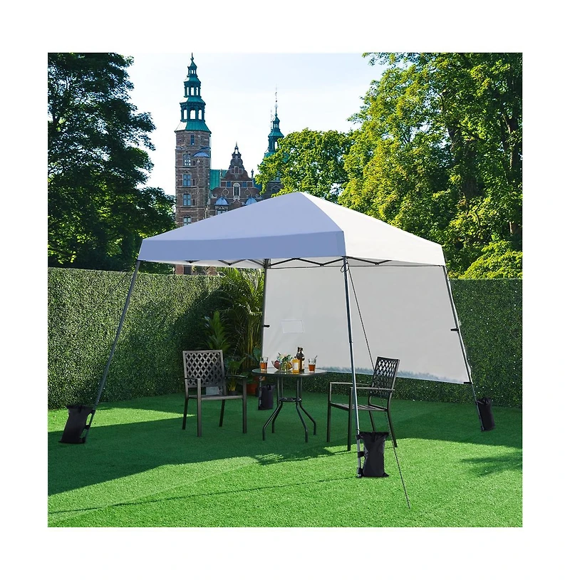 Yaheetech One-person Set Up Pop-up Canopy Tent w/ Side Panel, Slant Leg Instant Canopy Tent w/ Storage Bag & 4 Sandbags & 8 Ground Stakes, Red