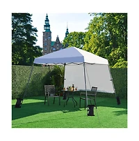 Yaheetech One-person Set Up Pop-up Canopy Tent w/ Side Panel, Slant Leg Instant Canopy Tent w/ Storage Bag & 4 Sandbags & 8 Ground Stakes, Red