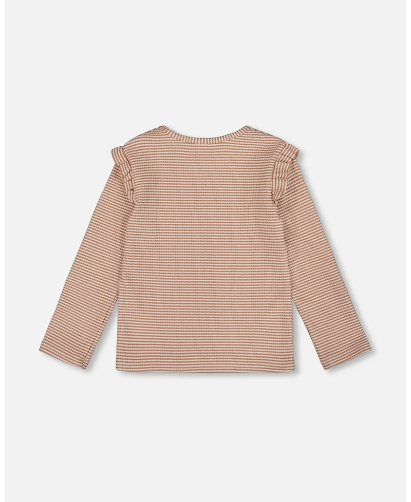 Deux par Deux Girl Rib Striped Top Beige and Off-White - Toddler|Child