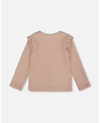 Deux par Deux Girl Rib Striped Top Beige and Off-White - Toddler|Child