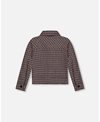 Deux par Girl Jacquard Knit Jacket with Houndstooth Pattern - Child