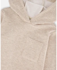Deux par Boy Long Sleeve Super Soft Brushed Jersey Hooded Tee Heather Beige
