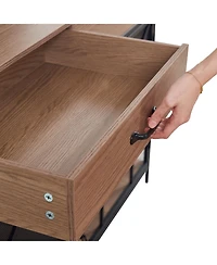 Streamdale Furniture Farmhouse Trash Can Cabinet w/ Drawer & Countertop
