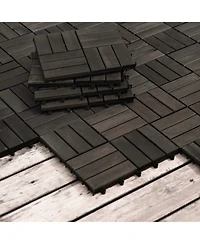 Streamdale Furniture Acacia Wood Deck Tiles Checker Pattern 30 Pcs
