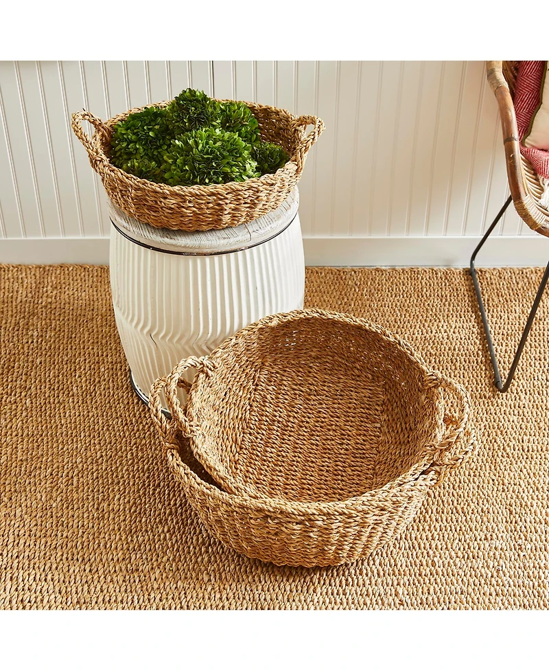 Napa Home & Garden Seagrass Shallow Baskets With Handles Set of 3
