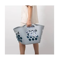 Basicwise Flexible Plastic Carry Laundry Basket Holder Square Storage Hamper with Side Handles