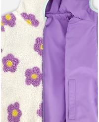 Deux par Baby Girl Reversible Mid-Season Sherpa Jacket Lavender Flower
