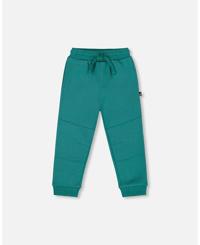 Deux par Toddler Boys Fleece Sweatpants with Articulated Knees Forest Green - Toddler|Child