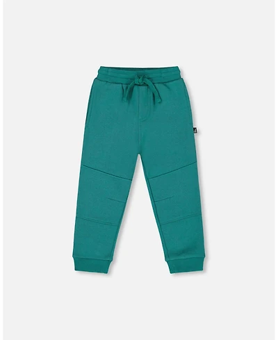 Deux par Toddler Boys Fleece Sweatpants with Articulated Knees Forest Green - Toddler|Child