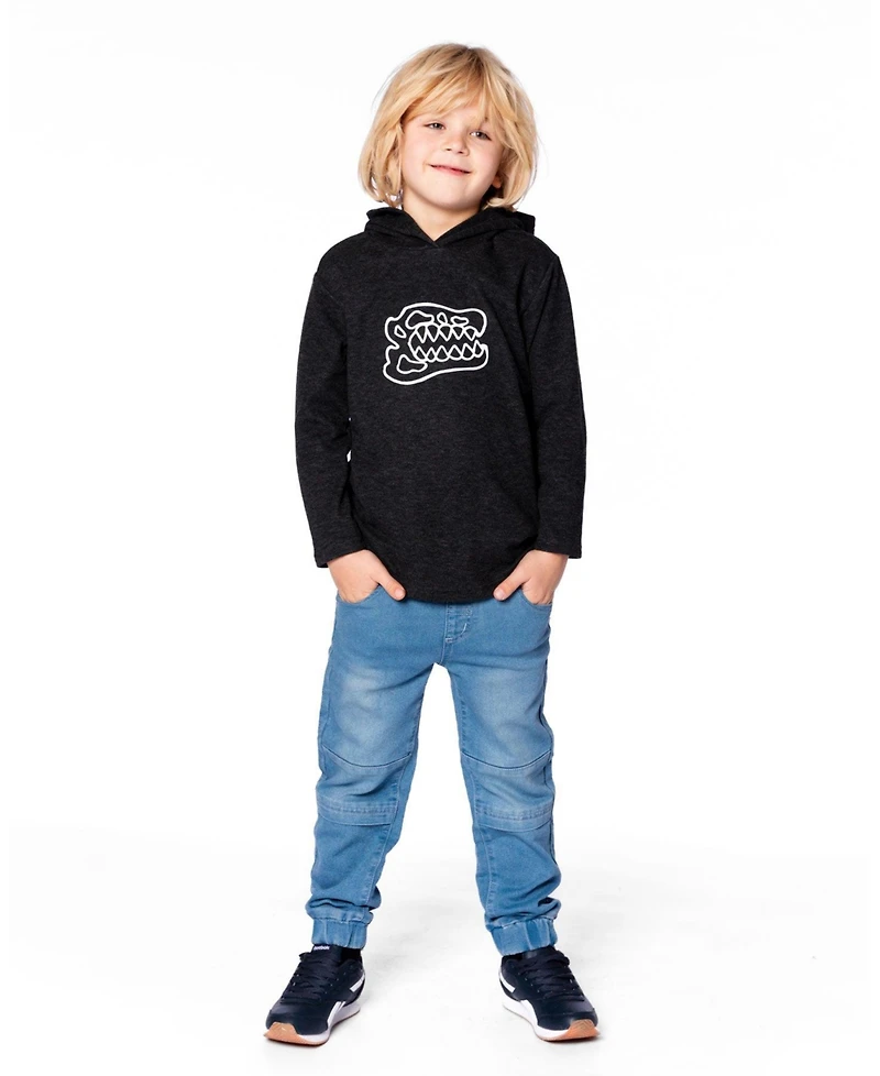Deux par Toddler Boys Long Sleeve Super Soft Brushed Jersey Hooded Sweatshirt Black - Toddler|Child