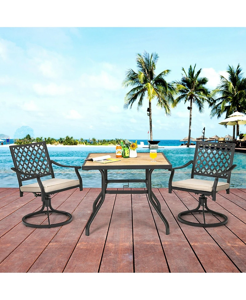 Gymax Patio Square Dining Table Metal Bistro Table Garden Poolside Backyard