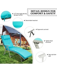 Costway 2PCS Outdoor Folding Chaise Lounge Chair w/Cushion