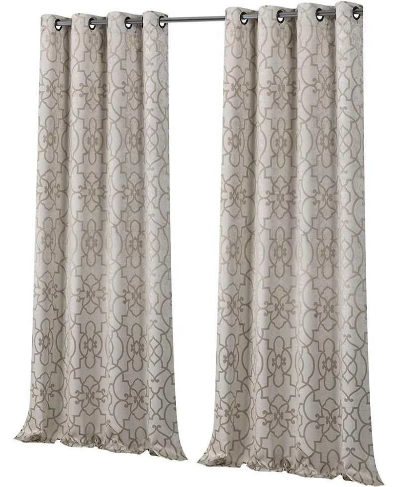 Kate Aurora Living 2 Pack Reversible Geometric Room Darkening Grommet Curtains - 38 in. W x 84 L, Lavender/Purple