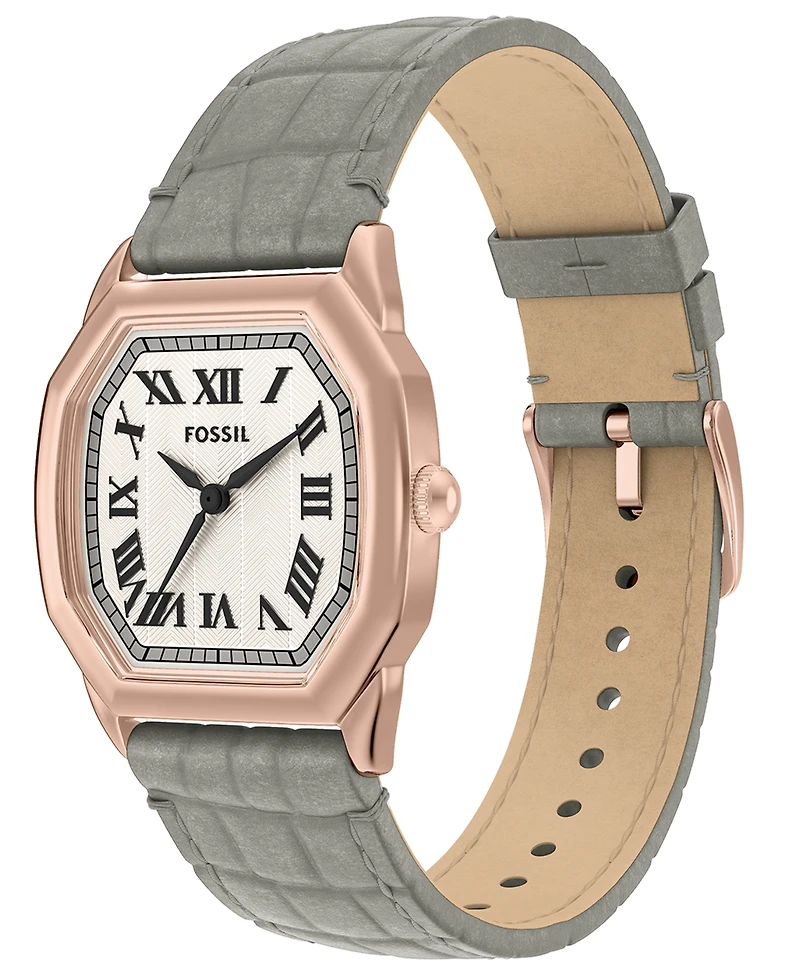 Fossil Women's Harlow Three-Hand Gray Croco Leather Watch, 27mm