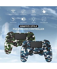 Nbcp 2 Pack Wireless Controllers for PS4/Slim/Pro, 1000mAh Battery, Dual Vibration, 3.5mm Audio Jack, 6-Axis Motion Sensor - Camouflage