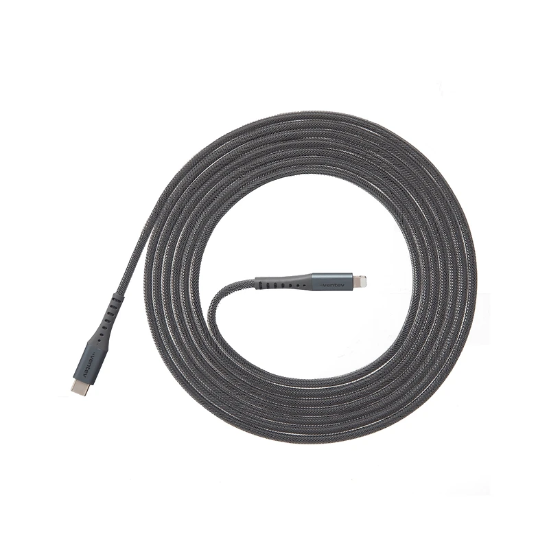 Ventev Alloy Usb C to Apple Lightning High Speed Ultradurable 10 Foot Cable-Gray