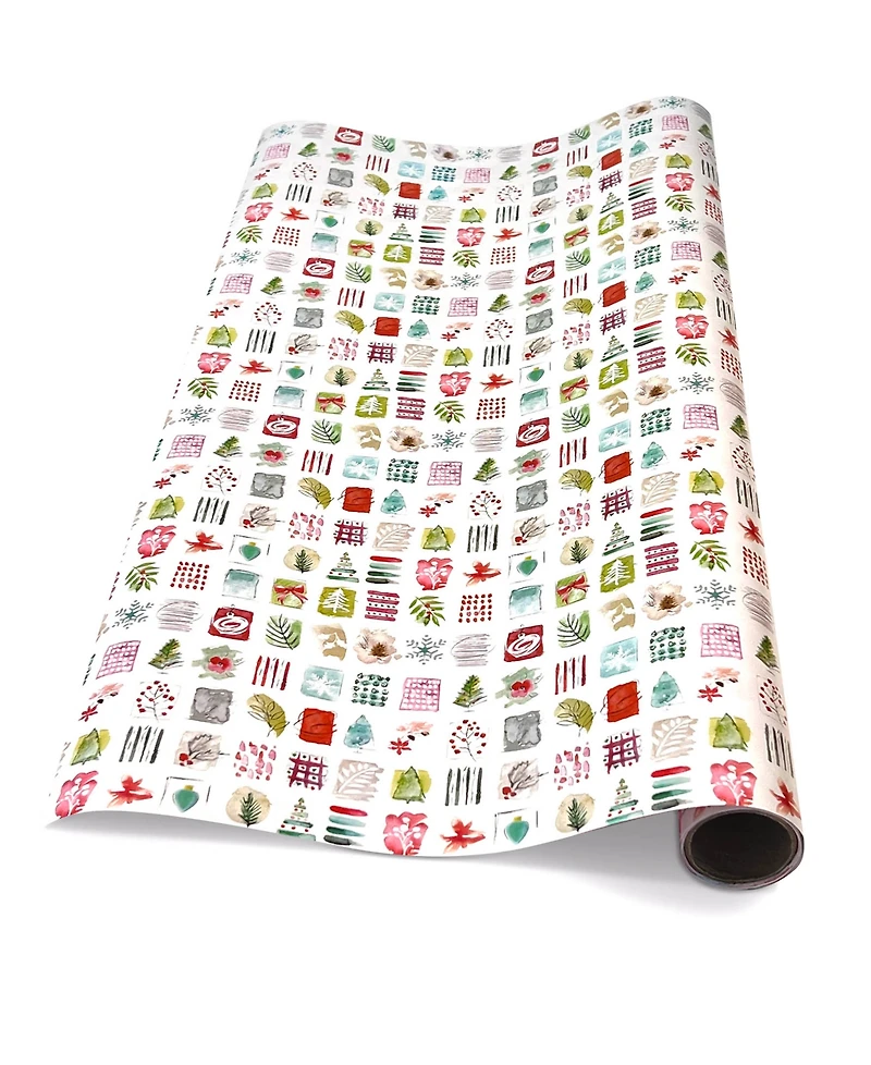 Punch Studio Winter Watercolor Holiday Gift Wrap, 30" x 120"