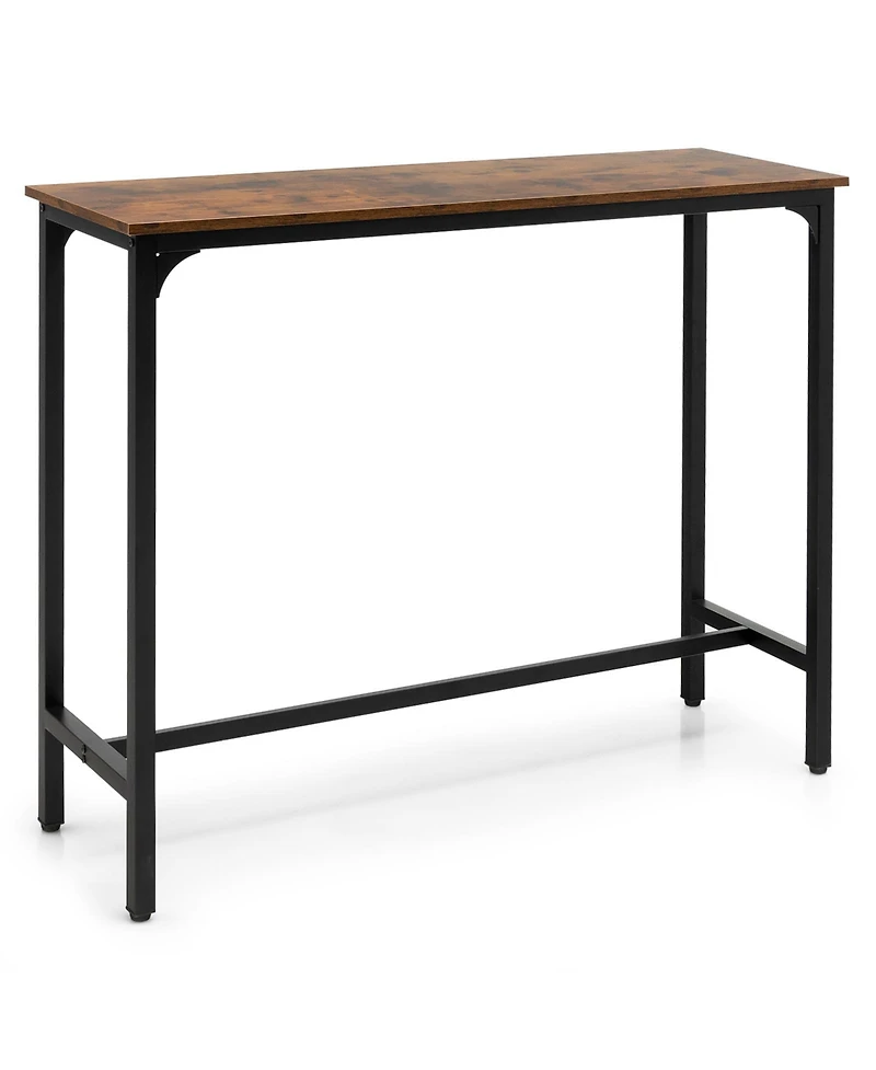 Mecale 48 Inch Industrial Pub Dining Table with Steel Frame