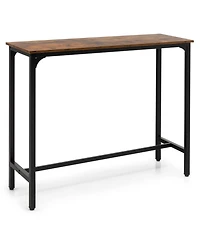 Mecale 48 Inch Industrial Pub Dining Table with Steel Frame