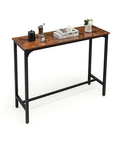 Mecale 48 Inch Industrial Pub Dining Table with Steel Frame