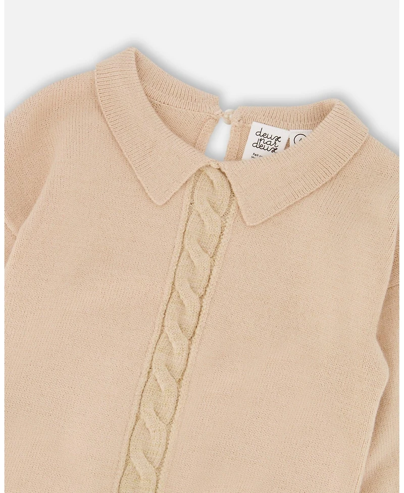 Deux par Girl 3/4 Sleeve Knitted Sweater Beige