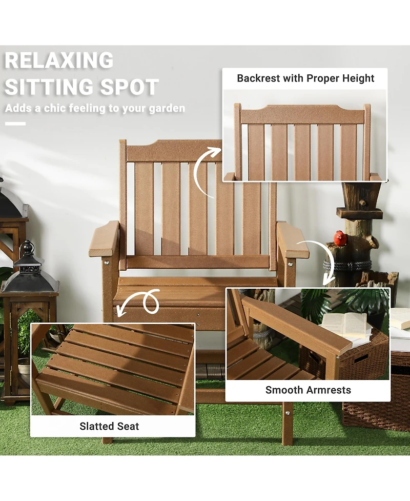 Outsunny 2 Piece Patio Chair with Armrests, Slatted Back Armchair,
