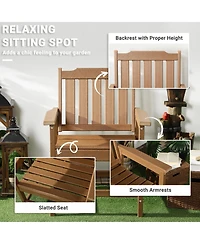 Outsunny 2 Piece Patio Chair with Armrests, Slatted Back Armchair,