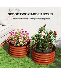 Outsunny Raised Garden Beds, Set of 2 Galvanized Planter Boxes