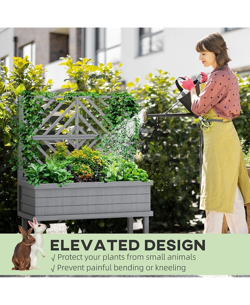 Outsunny Raised Garden Bed with Trellis for Climbing Plants,