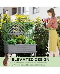 Outsunny Raised Garden Bed with Trellis for Climbing Plants,
