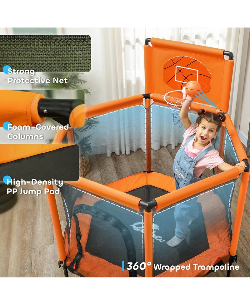 Qaba 48" Trampoline, Toddler Trampoline with Safety Enclosure Net,