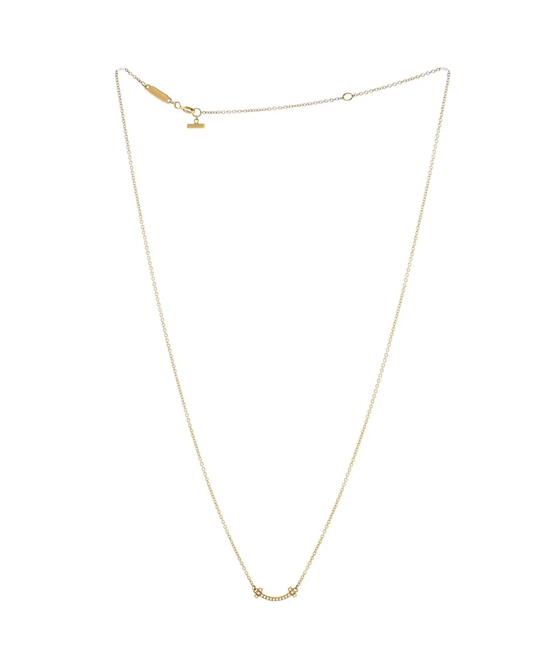Pre-Owned Tiffany & Co. Mini T Smile Pendant Necklace 18K Gold with Diamonds
