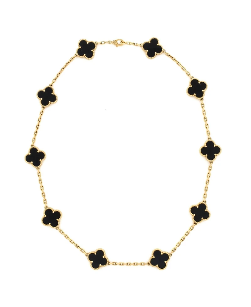 Pre-Owned Van Cleef & Arpels Vintage Alhambra 10 Motifs Necklace 18K Gold and Onyx